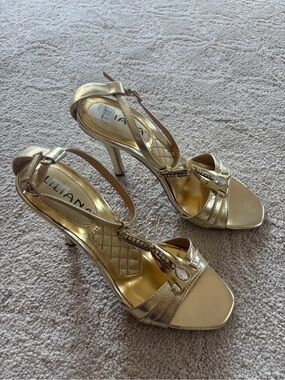 Gold Dress Sandals - Women's Strappy High Heel